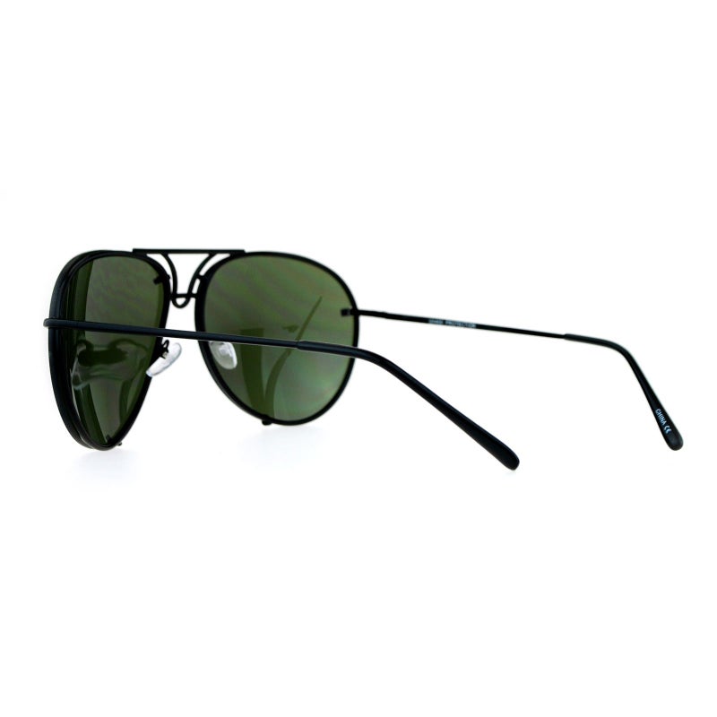 JuicyOrange Oversized Round Aviator Sunglasses Metal Rims Behind Lens Black, Green - Image 3